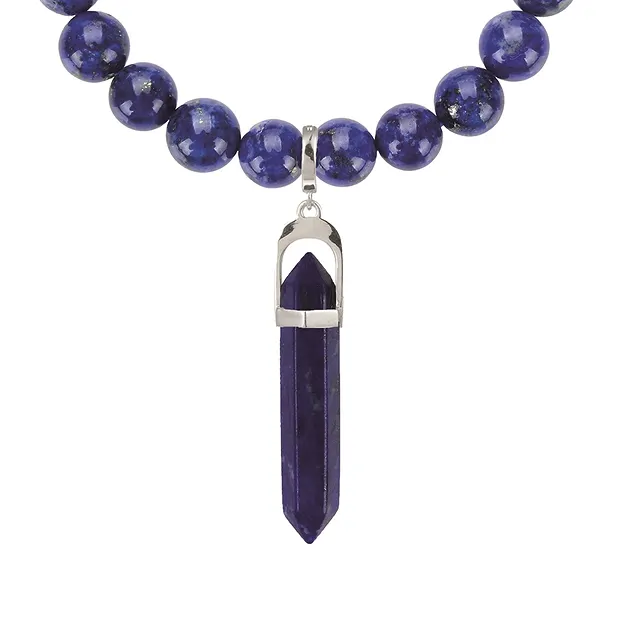 Pendentif Lapis-lazuli stylo, 5,4cm, rhodié, vario-clip | Marco Schreier