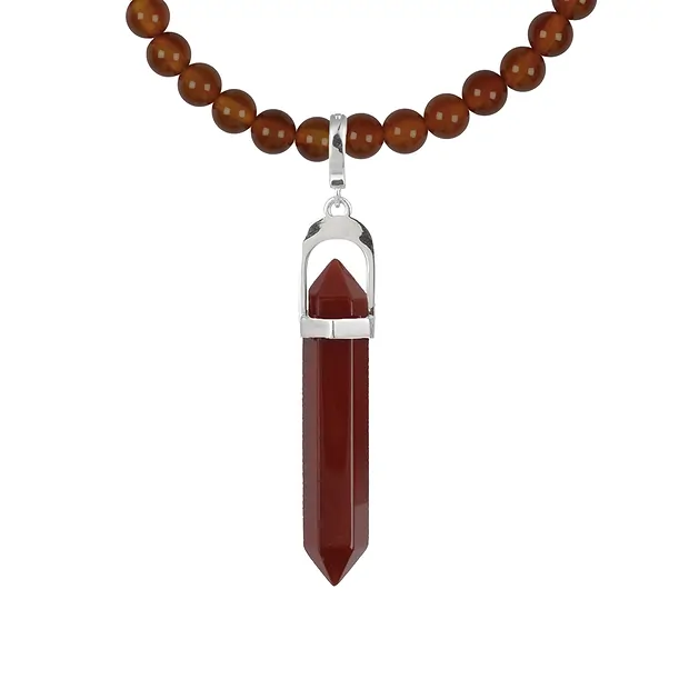 Pendentif Cornaline (chauffée) stylo, 5,4cm, rhodié, vario-clip | Marco Schreier