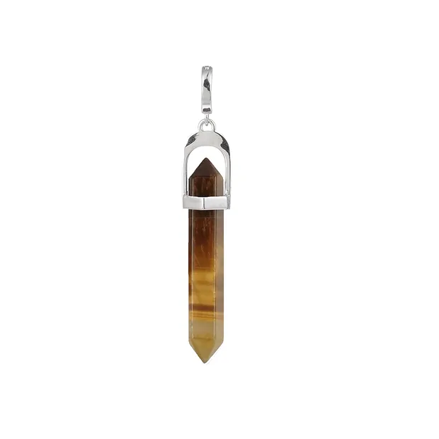 Anhänger Tigerauge-Stift, 5,3cm, rhodiniert, Vario-Clip | Marco Schreier