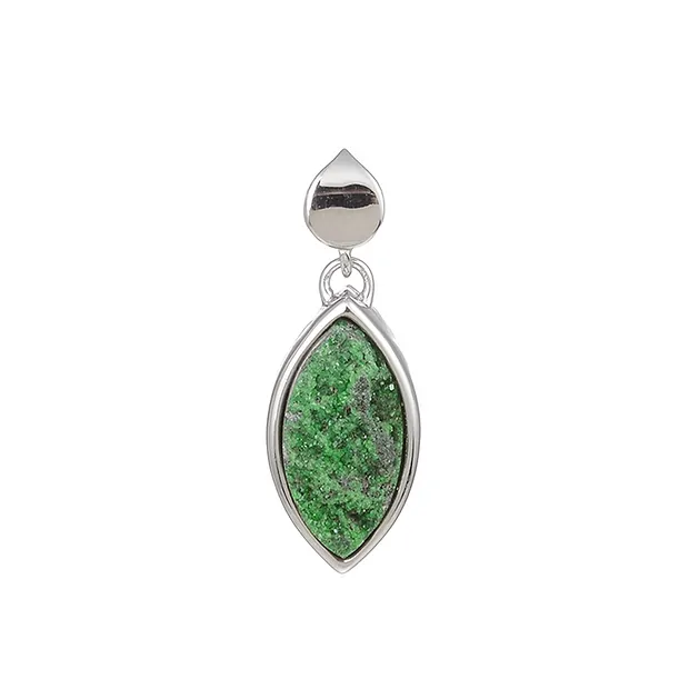 Pendentif Uvarovite, marquise (12 x 6mm), 2,1cm, rhodié | Marco Schreier