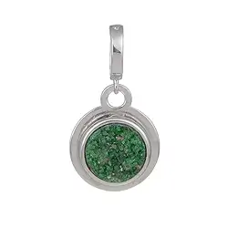 242118210010 Uvarovite pendant, round (10mm), 2.7cm, rhodiniert, Varioclip | Marco Schreier