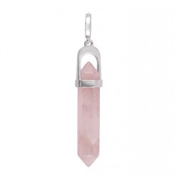 242118210012 Pendentif en quartz rose, en forme de crayon, 3,8 cm, rhodié | Marco Schreier