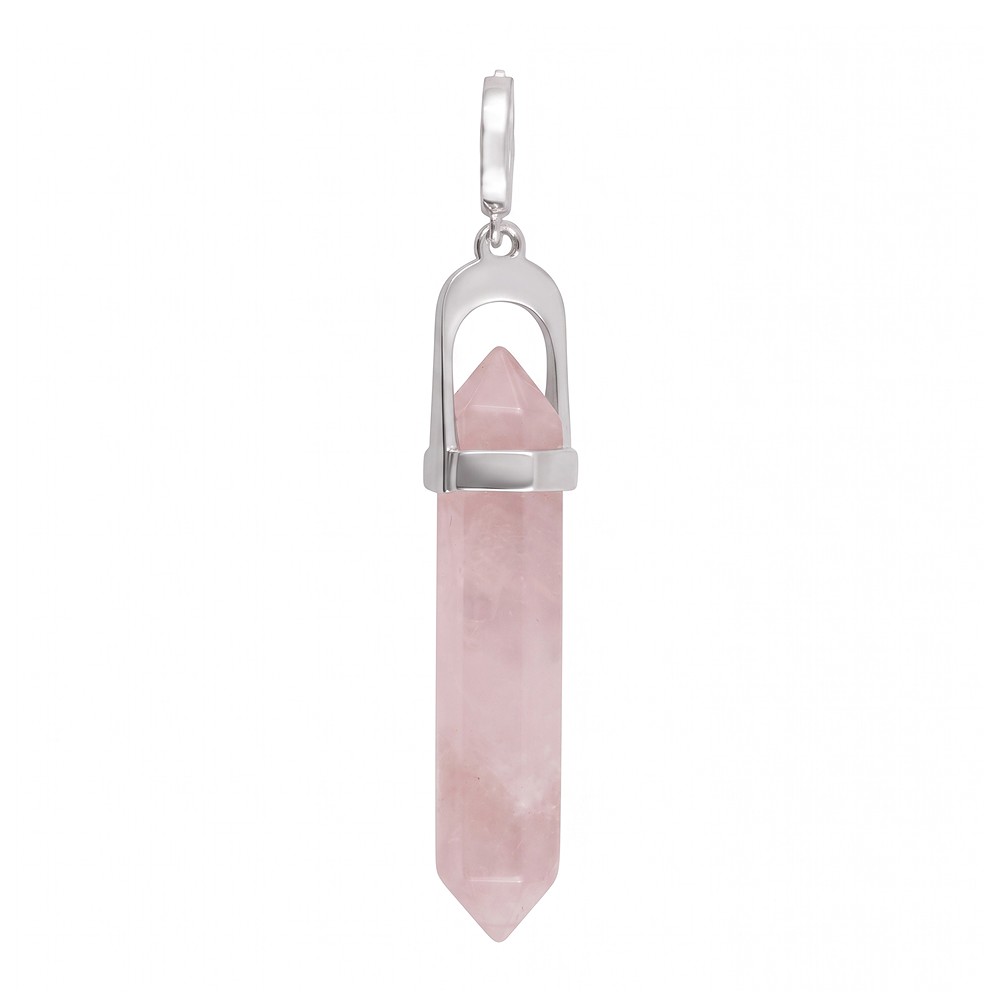 Pendentif en quartz rose, en forme de crayon, 3,8 cm, rhodié | Marco Schreier