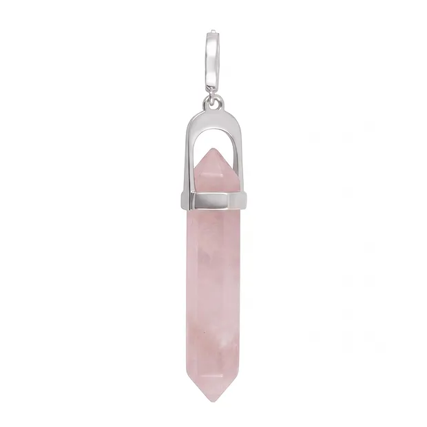 Pendentif en quartz rose, en forme de crayon, 3,8 cm, rhodié | Marco Schreier