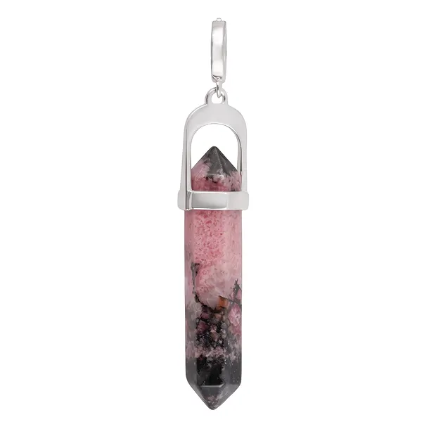 Rhodonite Pendant, Pin, 3.5 cm, rhodiniert | wholesaler gems & healing stones