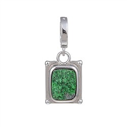 242118210016 Pendentif Uvarovite, rectangle (9 x 7mm), 2,5cm, rhodié, vario-clip | Marco Schreier