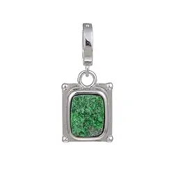 242118210016 Uvarovite pendant, rectangle (9 x 7mm), 2.5cm, rhodiniert, Vario clip | Marco Schreier