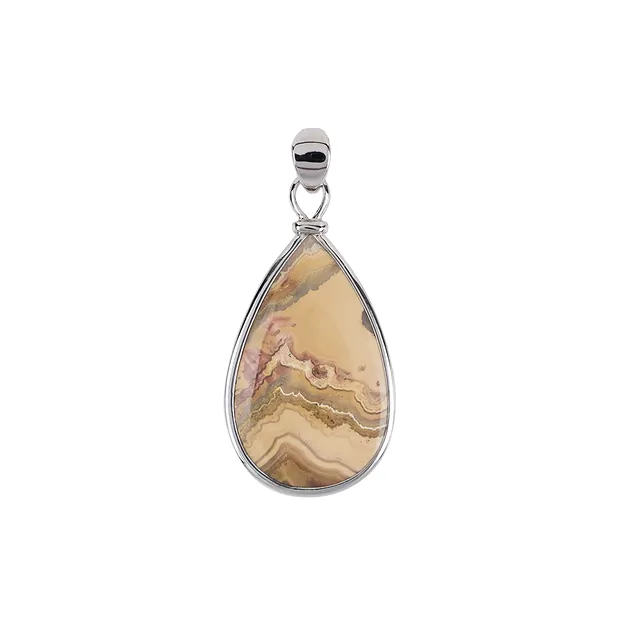 Pendentif Dentelle-Agate Goutte, 5,2cm, rhodié | Marco Schreier
