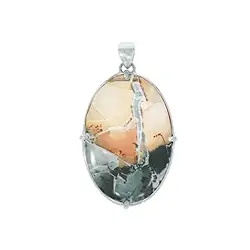 242118210029 Colgante oval de jaspe maligano, 5,2 cm, rodinado | Marco Schreier