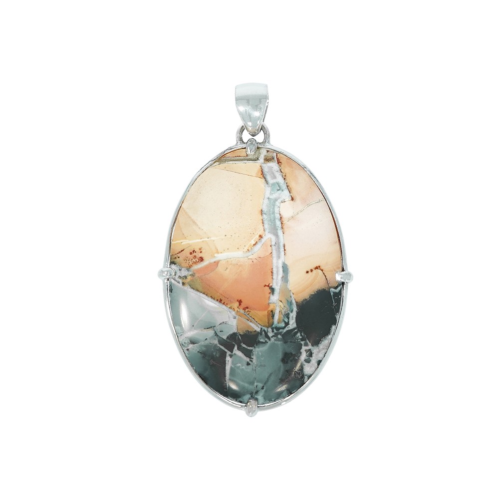 Maligano jasper oval pendant, 5.2 cm, rhodiniert | Marco Schreier