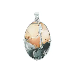 Anhänger Maligano-Jaspis Oval, 5,2cm, rhodiniert | Marco Schreier