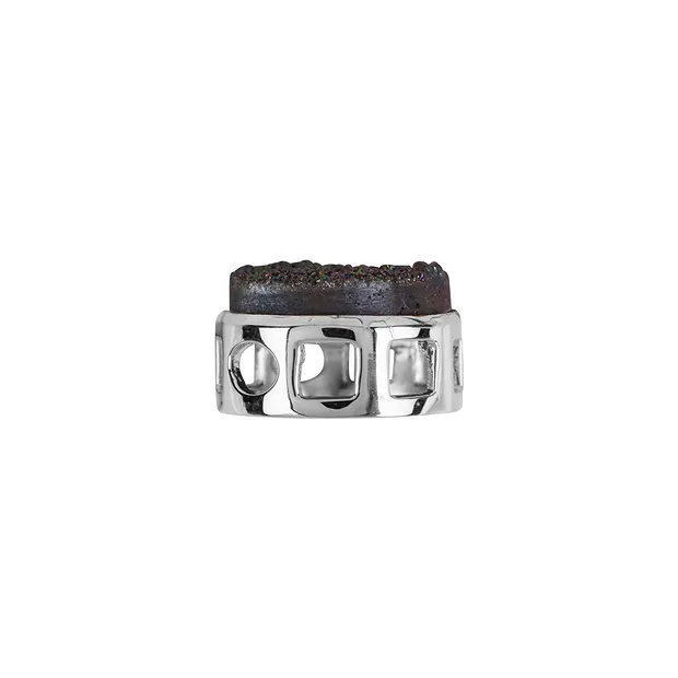 Ciondolo in Agata (druzy black), 1,6 cm, rodiato | Marco Schreier