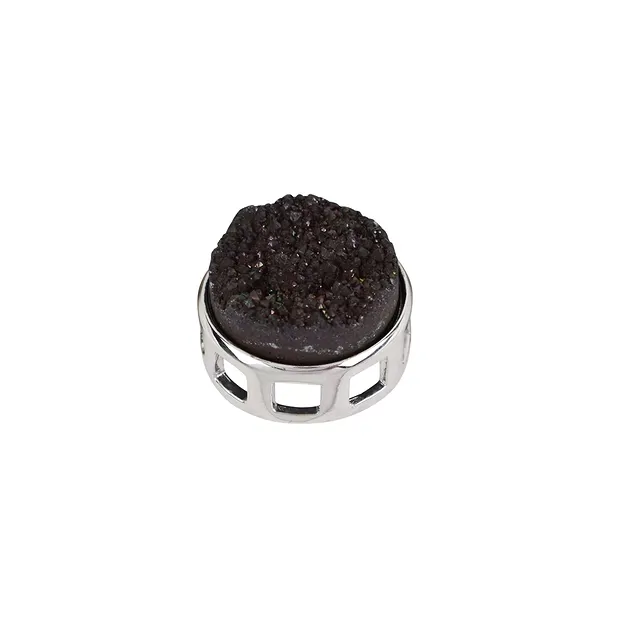 Agate pendant (druzy black), 1.6 cm, rhodiniert | gems, healing stones & jewelry