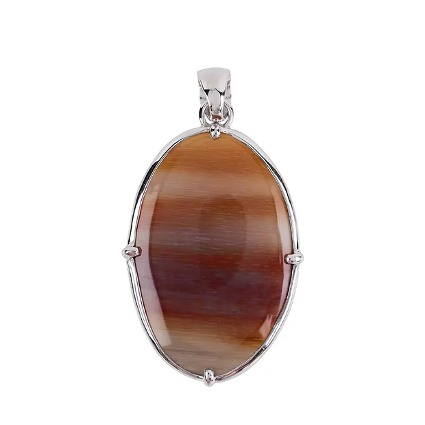 Pendentif Cornaline (chauffée), Ovale (40 x 25mm), 5,2cm, rhodié | Marco Schreier