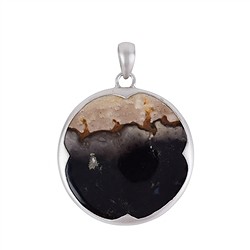 242118210036 Colgante de Madera de palma petrificada (redondo), 4,3 cm, rodinado, acabado mate | Marco Schreier