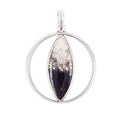 242118210039 Pendentif Palmier pétrifié, Navette, 4,7cm, rhodié, mat | Marco Schreier