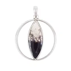 242118210039 Petrified Palm Wood pendant, Marquise, 4.7 cm, rhodiniert, matted | Marco Schreier