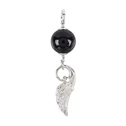 242118210042 Tourmaline (black) pendant (20mm) with wings, 9.0cm, rhodiniert | Marco Schreier