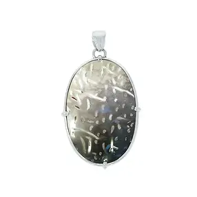 Anhänger versteinertes Palmholz oval (40 x 25mm), 5,2cm, rhodiniert | Marco Schreier