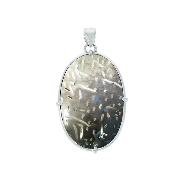 Anhänger versteinertes Palmholz oval (40 x 25mm), 5,2cm, rhodiniert | Marco Schreier