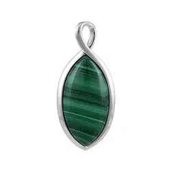 242118220015 Anhänger Malachit Marquise (36 x 18mm), 5,1cm, rhodiniert | Marco Schreier