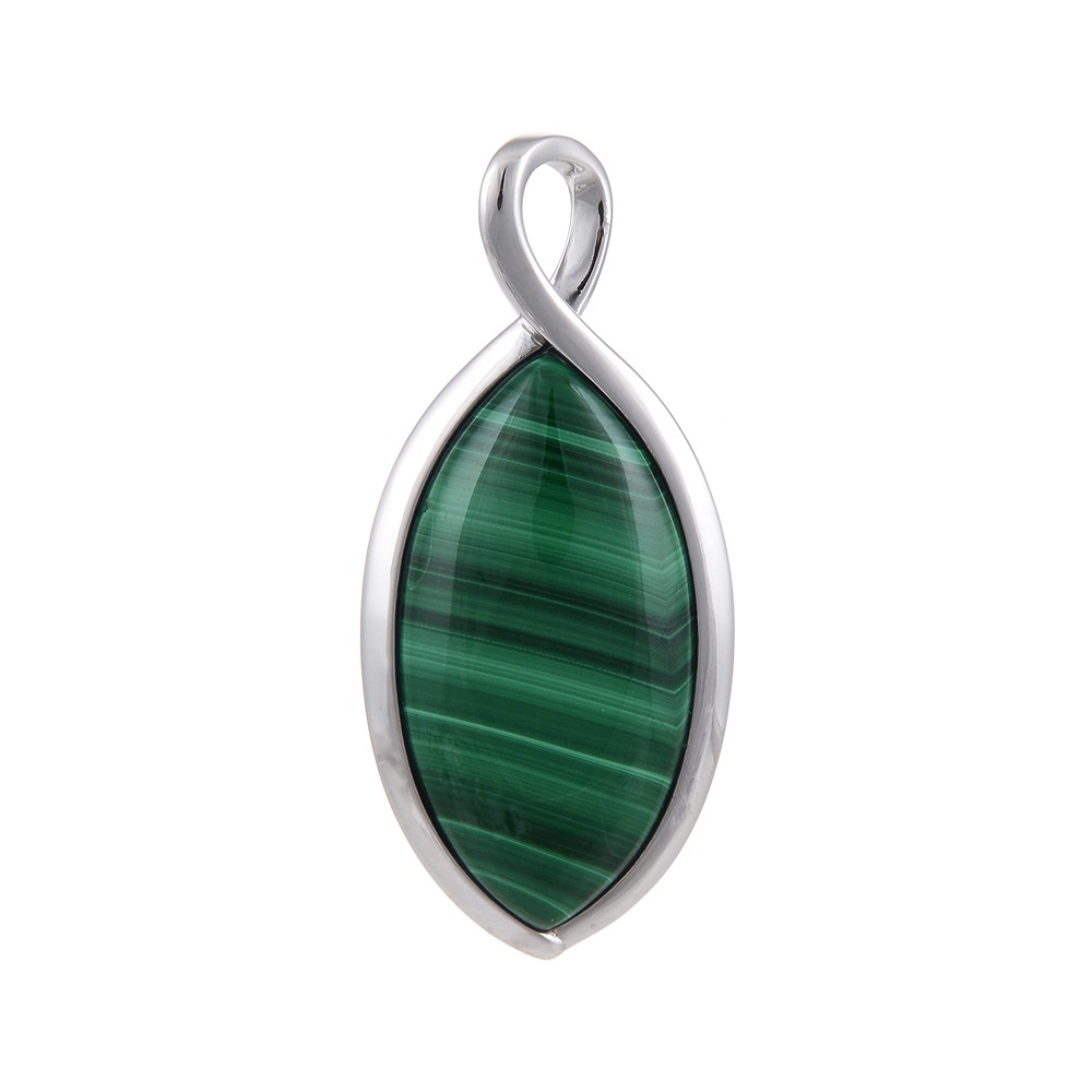 Anhänger Malachit Marquise (36 x 18mm), 5,1cm, rhodiniert | Marco Schreier
