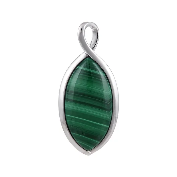 Colgante marquesa de malaquita (36 x 18 mm), 5,1 cm, rodinado | Marco Schreier