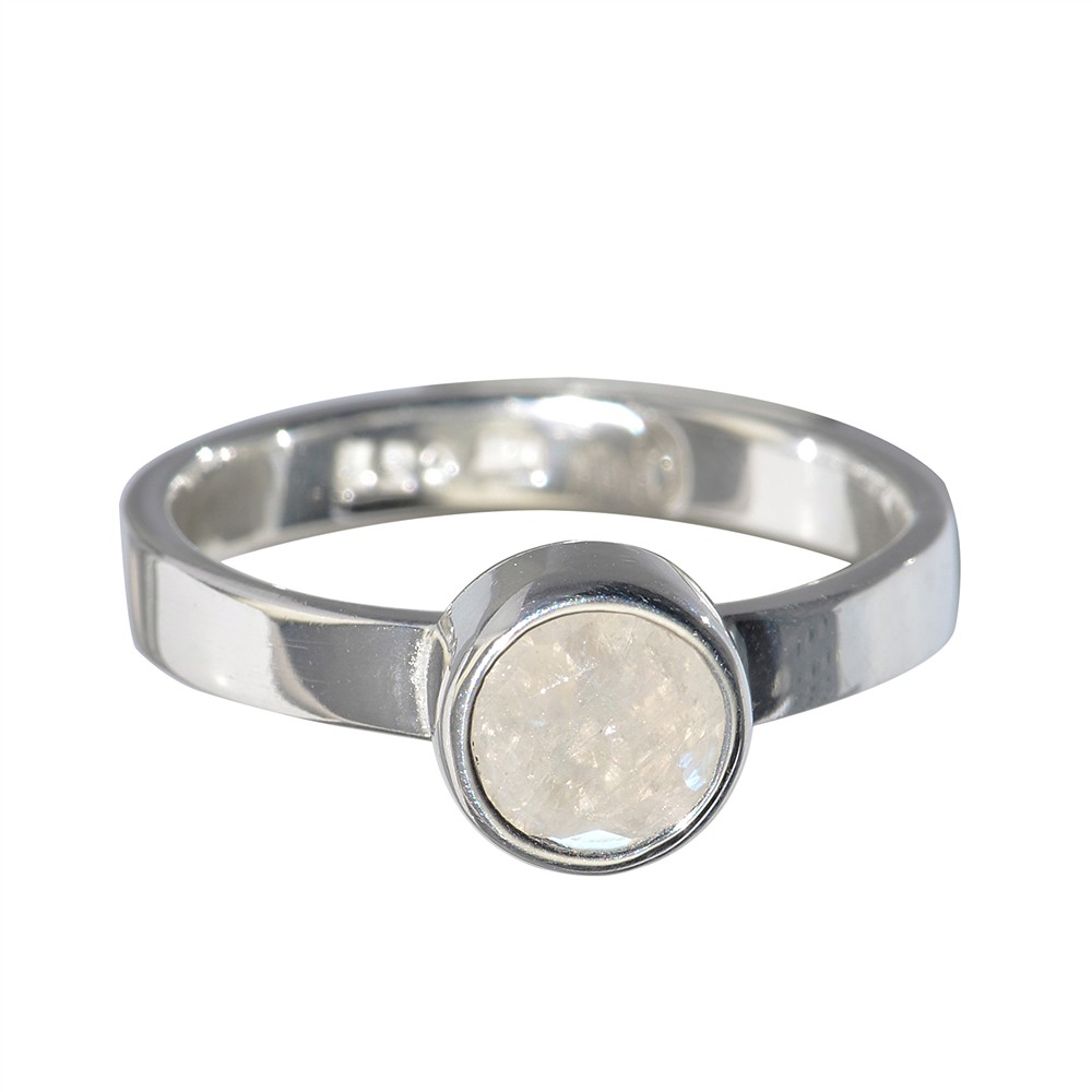 Anillo de Labradorita (blanca), redondo (6mm), talla 55 | Marco Schreier