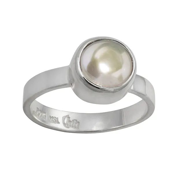 Anello perla bianca (8 mm), misura 59 | grossista gemme e pietre curative