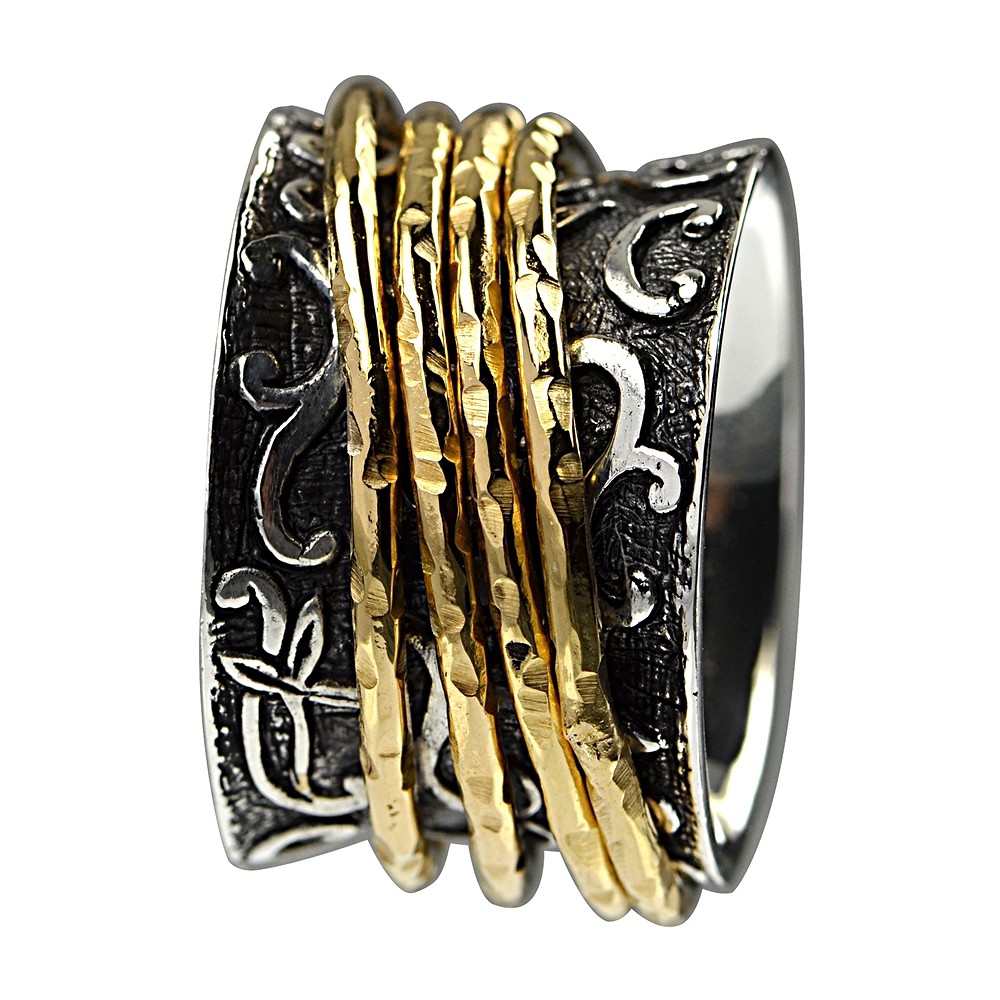 Ring mit 4 freilaufenden vergoldeten Ringen, Gr. 57 | Marco Schreier