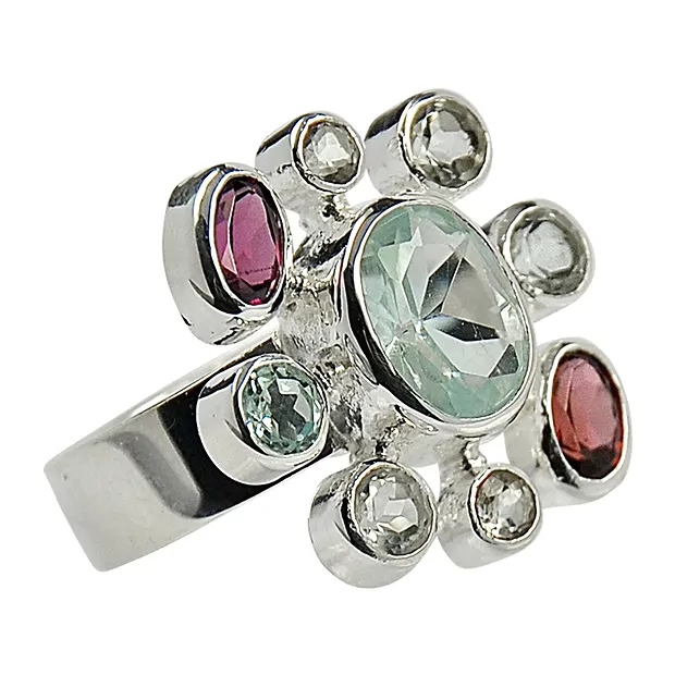 Ring topaz and garnet, size 55 | minerals trade - gems, healing stones & jewelry