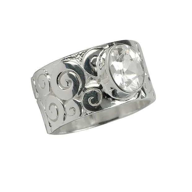 Anello "Topazio riccio" (bianco), misura 57 | grossista gemme e pietre curative