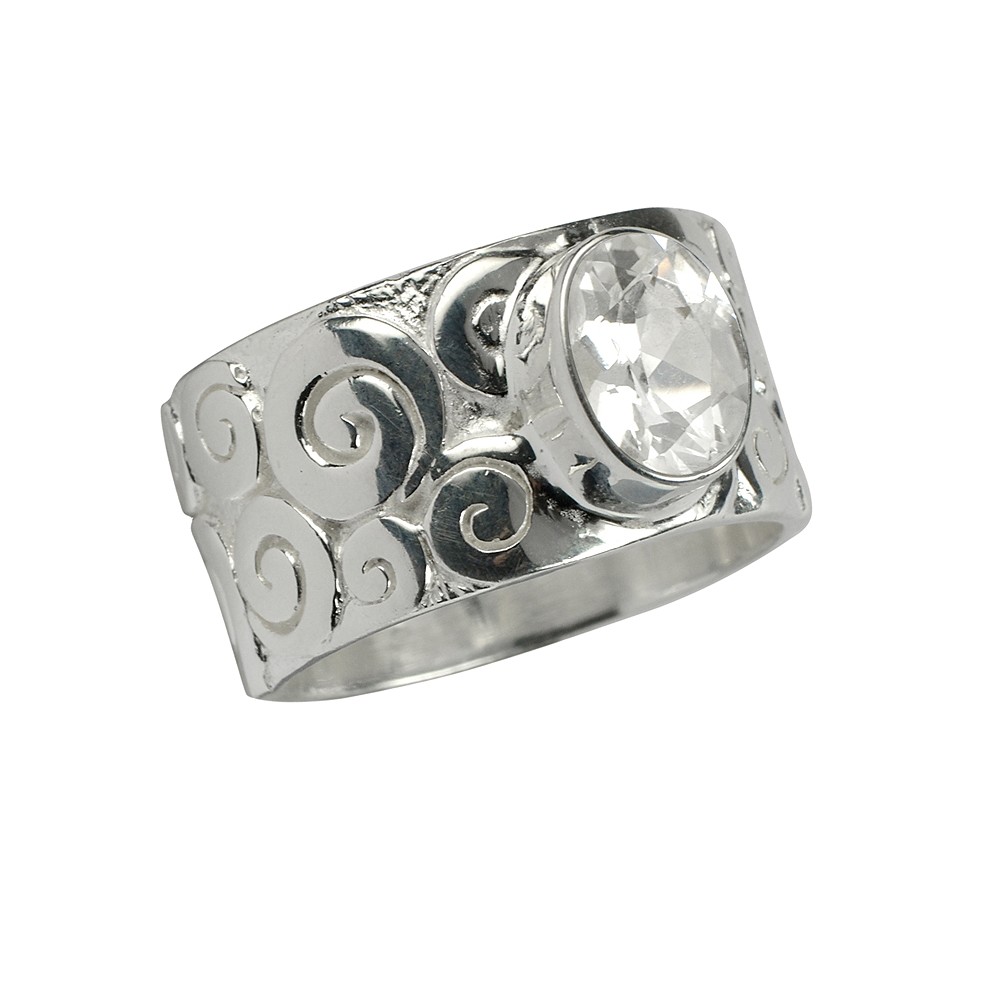 Bague "Curly" Topaze blanc, taille 61 | Marco Schreier