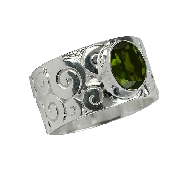 Ring "Curly" Tourmaline (green), size 53 | wholesaler gems & healing stones