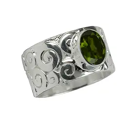 Anello "Curly" Tormalina (verde), misura 55 | grossista gemme e pietre curative