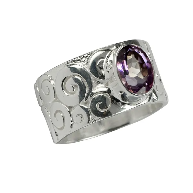 Anello con ametista, "Curly", misura 55 | grossista gemme e pietre curative