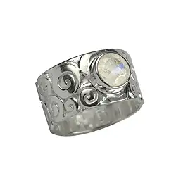 243005150101 Curly" ring, Labrodorite (white), size 61 | wholesaler gems & healing stones
