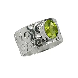 243005150107 Curly" ring, Peridote, size 61 | minerals trade - gems, healing stones & jewelry
