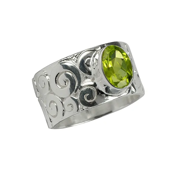 Ring "Curly", Peridot, Gr. 61 | Großhändler Edelsteine, Heilsteine & Schmuck