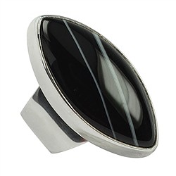 243005150123 Marquise Agate ring black, size 59 | wholesaler gems, healing stones & jewelry