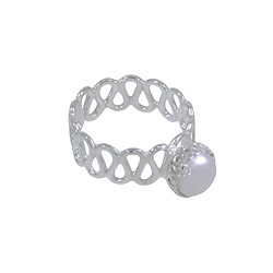 243005150127 Ring pearl white, size 55, scalloped edge | wholesaler gems & healing stones