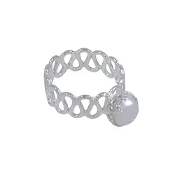 243005150129 Ring pearl white, size 59, scalloped edge | wholesaler gems & healing stones