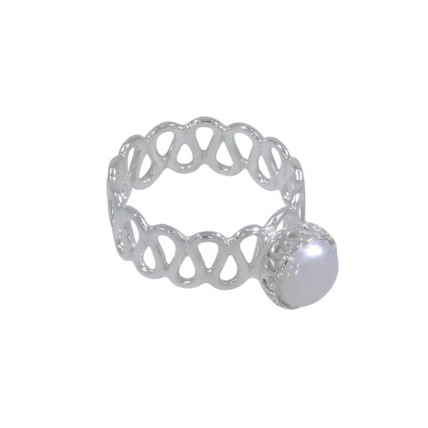 Ring Perle weiß, Größe 61, Wellenschiene | GH Edelsteine, Heilsteine & Schmuck