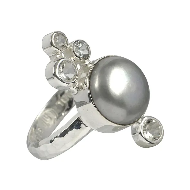Ring Perle grau, Topas, Gr. 59 | Großhändler Edelsteine, Heilsteine & Schmuck