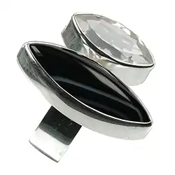 243005150146 Anillo Navette Ágata negra, topacio, talla 61 | Marco Schreier