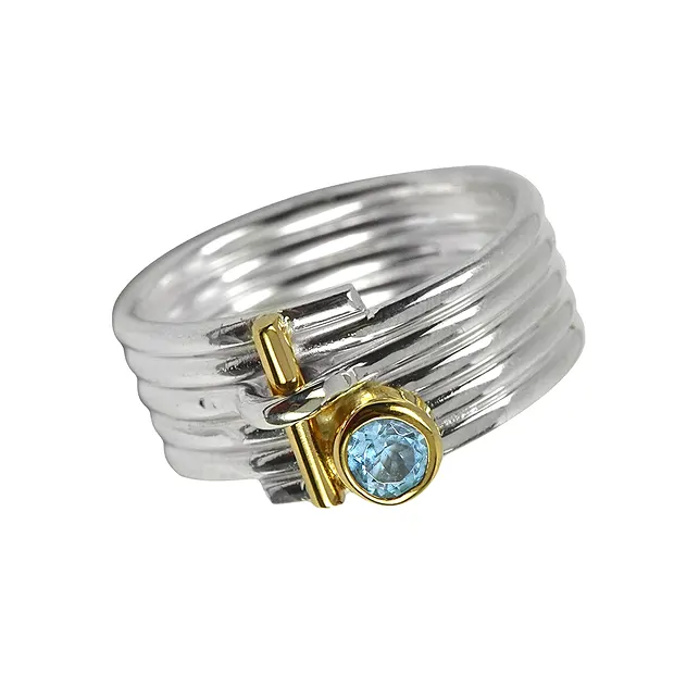 Anillo raya Topacio (azul), talla 55 | Marco Schreier