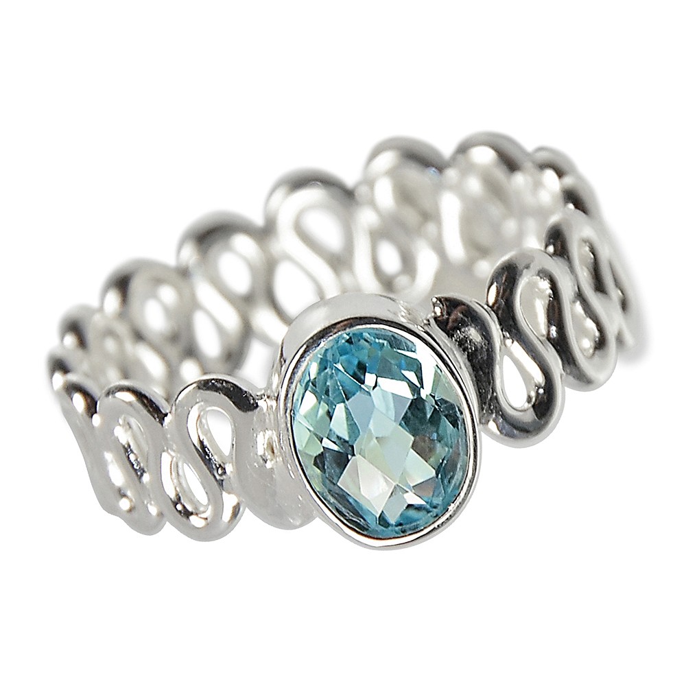 Ring Topas blau, facettiert, Größe 59, Wellen-Schiene | Marco Schreier