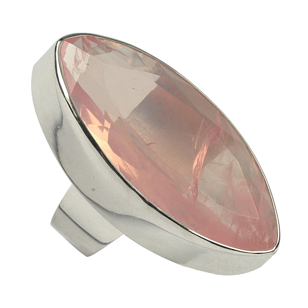 Marquise Rose Quartz faceted ring, size 55  | wholesaler gems & healing stones