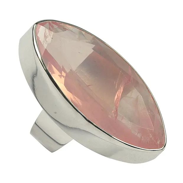 Ring Navette Rosenquarz facettiert, Gr. 59 | GH Edelsteine, Heilsteine & Schmuck