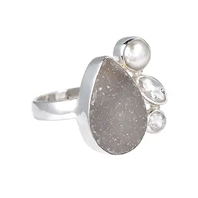 Ring Achat Druzy, Perle, Topas, Labradorit, Größe 55 | Marco Schreier